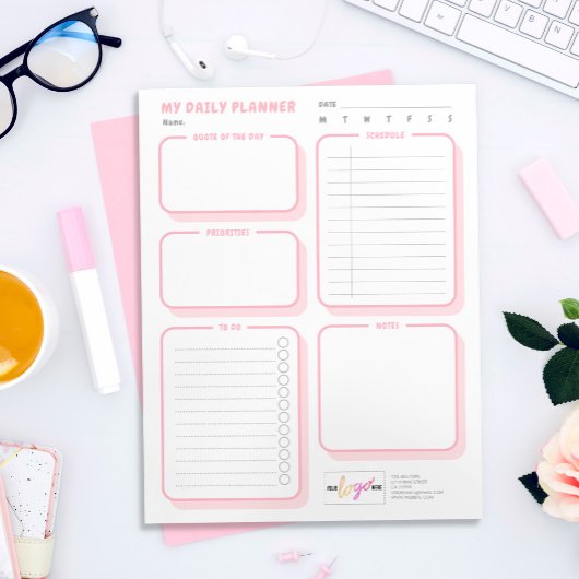 Aangepaste Logo Schattige Eenvoudige Blush Ongedat Notitieblok