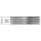 Aangepaste Logo Silver Elegant Professional Naambordje (Voorkant)