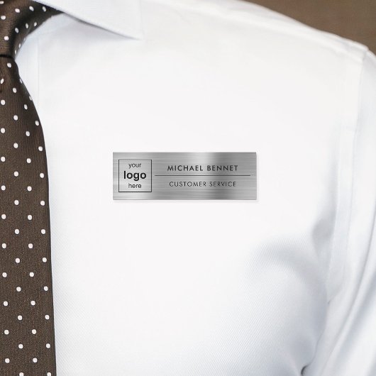 Aangepaste Logo Silver Grey Professional Business Naamplaatje