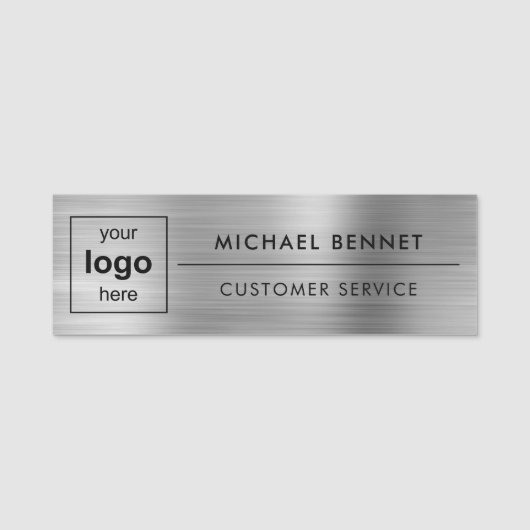 Aangepaste Logo Silver Grey Professional Business Naamplaatje (Voorkant)