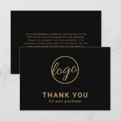 Aangepaste Logo Simple Black en Gold Business Bedankkaart (Voorkant / Achterkant)