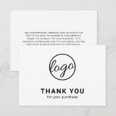 Aangepaste Logo Simple Black en White Business Bedankkaart (Voorkant / Achterkant)
