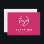 Aangepaste Logo Simple Fuschia Hot Pink Business Bedankkaart<br><div class="desc">Aangepaste fuschia / hot-roze business bedankt je kaart met een minimalistisch design, met je logo op de voorkant, samen met "Bedankt voor je aankoop". De achterkant heeft je persoonlijke boodschap. Een eenvoudig en eenvoudig ontwerp dat nog altijd even professioneel is. Deze eenvoudige dankjewel is geweldig voor elk type bedrijf, groot...</div>
