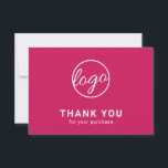 Aangepaste Logo Simple Fuschia Hot Pink Business Bedankkaart<br><div class="desc">Aangepaste fuschia / hot-roze business bedankt je kaart met een minimalistisch design, met je logo op de voorkant, samen met "Bedankt voor je aankoop". De achterkant heeft je persoonlijke boodschap. Een eenvoudig en eenvoudig ontwerp dat nog altijd even professioneel is. Deze eenvoudige dankjewel is geweldig voor elk type bedrijf, groot...</div>
