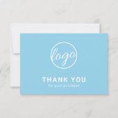 Aangepaste Logo Simple Light Sky Blue Business Bedankkaart (Voorkant)