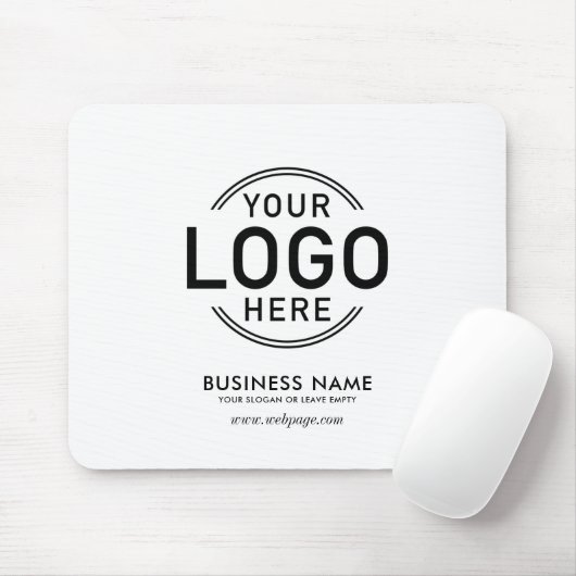 Aangepaste Logo Simple Minimal White Name Website Muismat (Met muis)