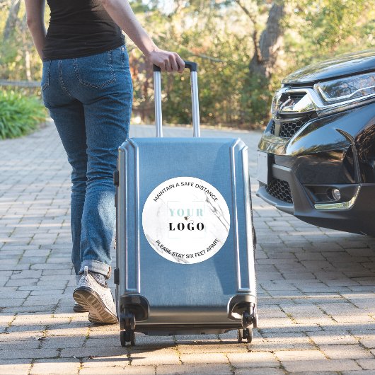 Aangepaste Logo Six Feet Apart Marble Floor Marker Sticker (Koffer Insitu)