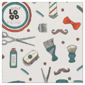 Aangepaste Logo Sjabloon Retro Barber Winkel op cr Stof (Close Up)