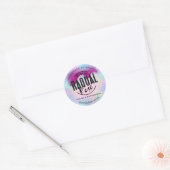 Aangepaste Logo Small Business Holographic Roze Na Ronde Sticker (Envelop)