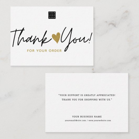 Aangepaste Logo Small Business Order Bedankt Notitiekaartje (Voorkant / Achterkant)
