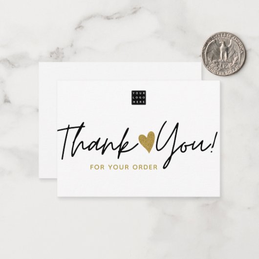 Aangepaste Logo Small Business Order Bedankt Notitiekaartje (Voorkant / Achterkant in situ)