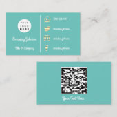 Aangepaste Logo sociale media Gold QR-code Aqua Bl Visitekaartje (Voorkant / Achterkant)