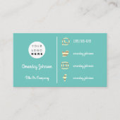 Aangepaste Logo sociale media Gold QR-code Aqua Bl Visitekaartje (Voorkant)