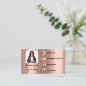 Aangepaste Logo sociale media Gold QR Code Foto Ro Visitekaartje (Staand voorkant)