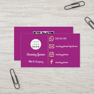  Aangepaste Logo sociale media Gold QR Code Paars Visitekaartje