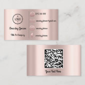 Aangepaste Logo sociale media Gold QR Code Roos Bl Visitekaartje (Voorkant / Achterkant)