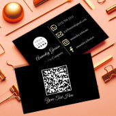 Aangepaste Logo sociale media Gold QR-code zwart w Visitekaartje