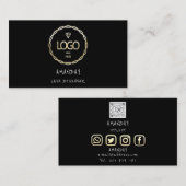 Aangepaste Logo sociale media QR-code Gold Black Visitekaartje (Voorkant / Achterkant)