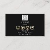 Aangepaste Logo sociale media QR-code Gold Black Visitekaartje (Achterkant)