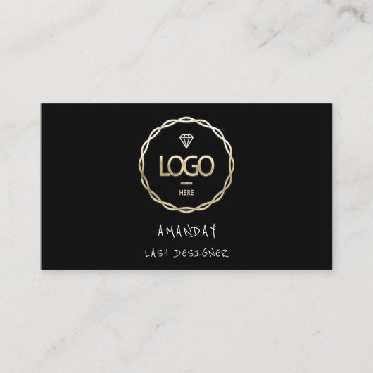 Aangepaste Logo sociale media QR-code Gold Black Visitekaartje (Voorkant)