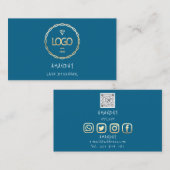Aangepaste Logo sociale media QR-code Gold Blue In Visitekaartje (Voorkant / Achterkant)