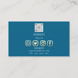 Aangepaste Logo sociale media QR-code Gold Blue In Visitekaartje