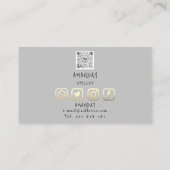 Aangepaste Logo sociale media QR-code Gold Grey Visitekaartje (Achterkant)