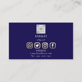 Aangepaste Logo sociale media QR Code Gold Navy Visitekaartje