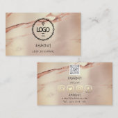 Aangepaste Logo sociale media QR Code Roos Marmer Visitekaartje (Voorkant / Achterkant)