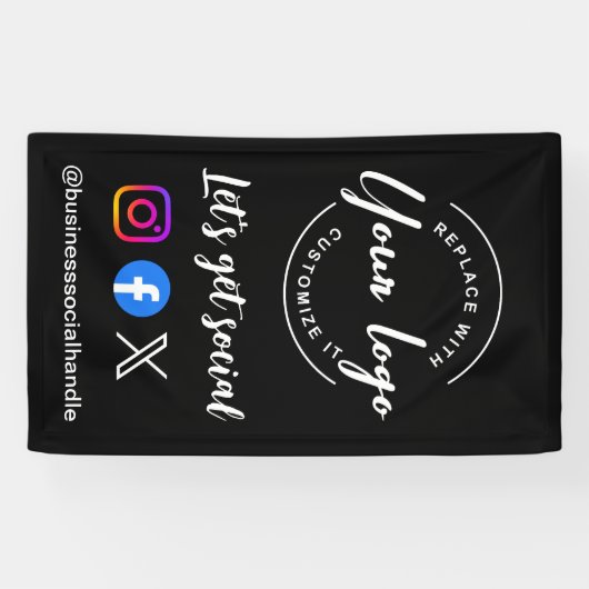 Aangepaste logo sociale media-website ophalen spandoek (Horizontaal)