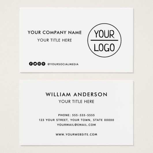 Aangepaste logo sociale media witte visitekaartjes (Voorkant /achterkant)