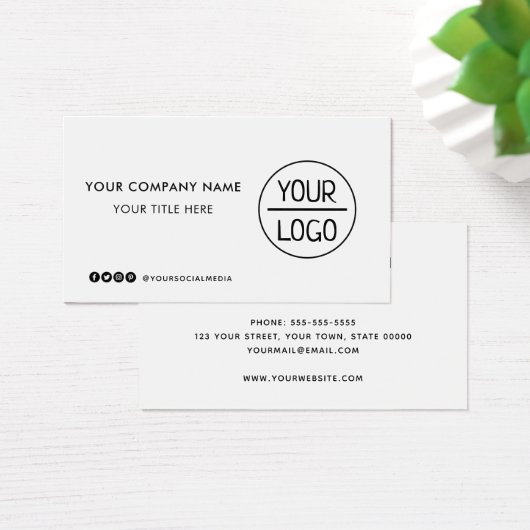 Aangepaste logo sociale media witte visitekaartjes (Bureau)