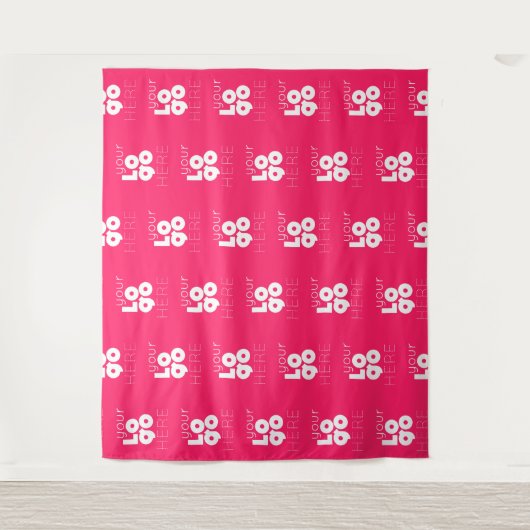Aangepaste Logo Step + Herhaal Hot Pink Photo Back Wandkleed (Voorkant)