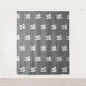 Aangepaste logo Step Repeat Grijze fotocabine-acht Wandkleed (Voorkant)