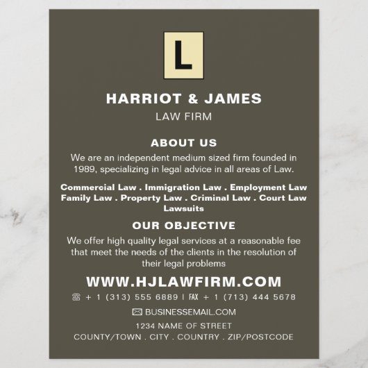 Aangepaste Logo, stijlvolle juridische services om Flyer (Voorkant)