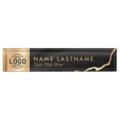 Aangepaste Logo stijlvolle, luxe, zwarte gouden ma Naambordje (Voorkant)