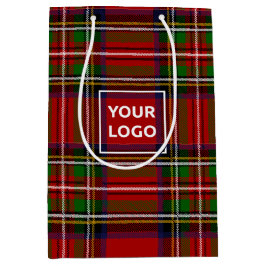 Aangepaste Logo Tartan Papieren Geschenktas Medium Cadeauzakje