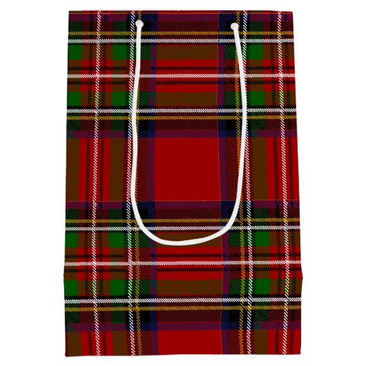 Aangepaste Logo Tartan Papieren Geschenktas Medium Cadeauzakje (Achterkant)