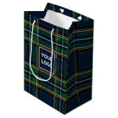Aangepaste Logo Tartan Papieren Geschenktas Medium Cadeauzakje (Voorkant Gekanteld)