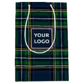 Aangepaste Logo Tartan Papieren Geschenktas Medium Cadeauzakje (Voorkant)