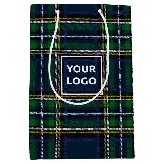 Aangepaste Logo Tartan Papieren Geschenktas Medium Cadeauzakje (Voorkant)