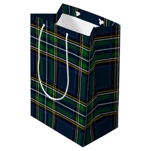 Aangepaste Logo Tartan Papieren Geschenktas Medium Cadeauzakje (Achterkant Gekanteld)