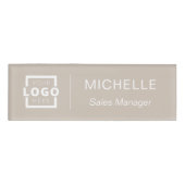 Aangepaste Logo Taupe Zakelijk Medewerker Personee Naambadge (Voorkant)
