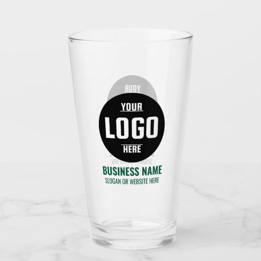 Aangepaste Logo & tekst 16oz Groen gepersonaliseer Glas (Voorkant)