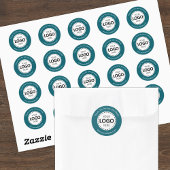 Aangepaste Logo / Tekst Blauwgroen ronde Stickers