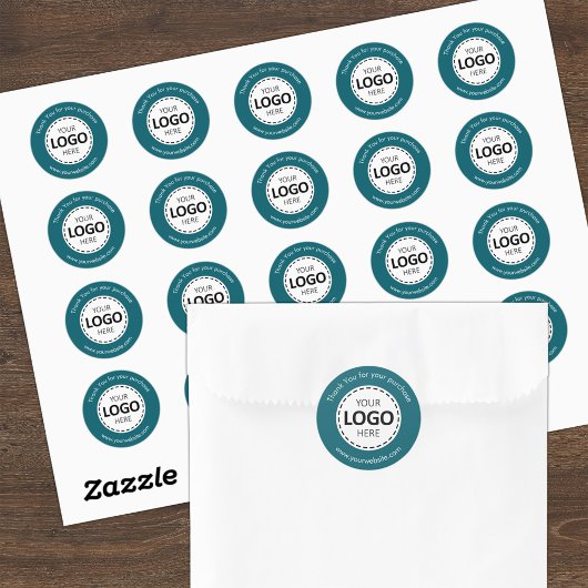 Aangepaste Logo / Tekst Blauwgroen ronde Stickers