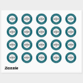 Aangepaste Logo / Tekst Blauwgroen ronde Stickers (Vel)