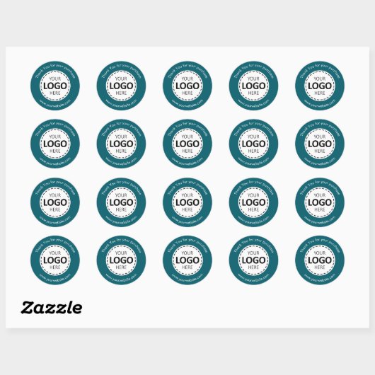 Aangepaste Logo / Tekst Blauwgroen ronde Stickers (Vel)