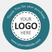 Aangepaste Logo / Tekst Blauwgroen ronde Stickers (Voorkant)