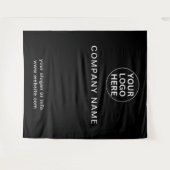 Aangepaste Logo & Tekst Branded Zakelijk Zwart & W Wandkleed (Voorkant (horizontaal))